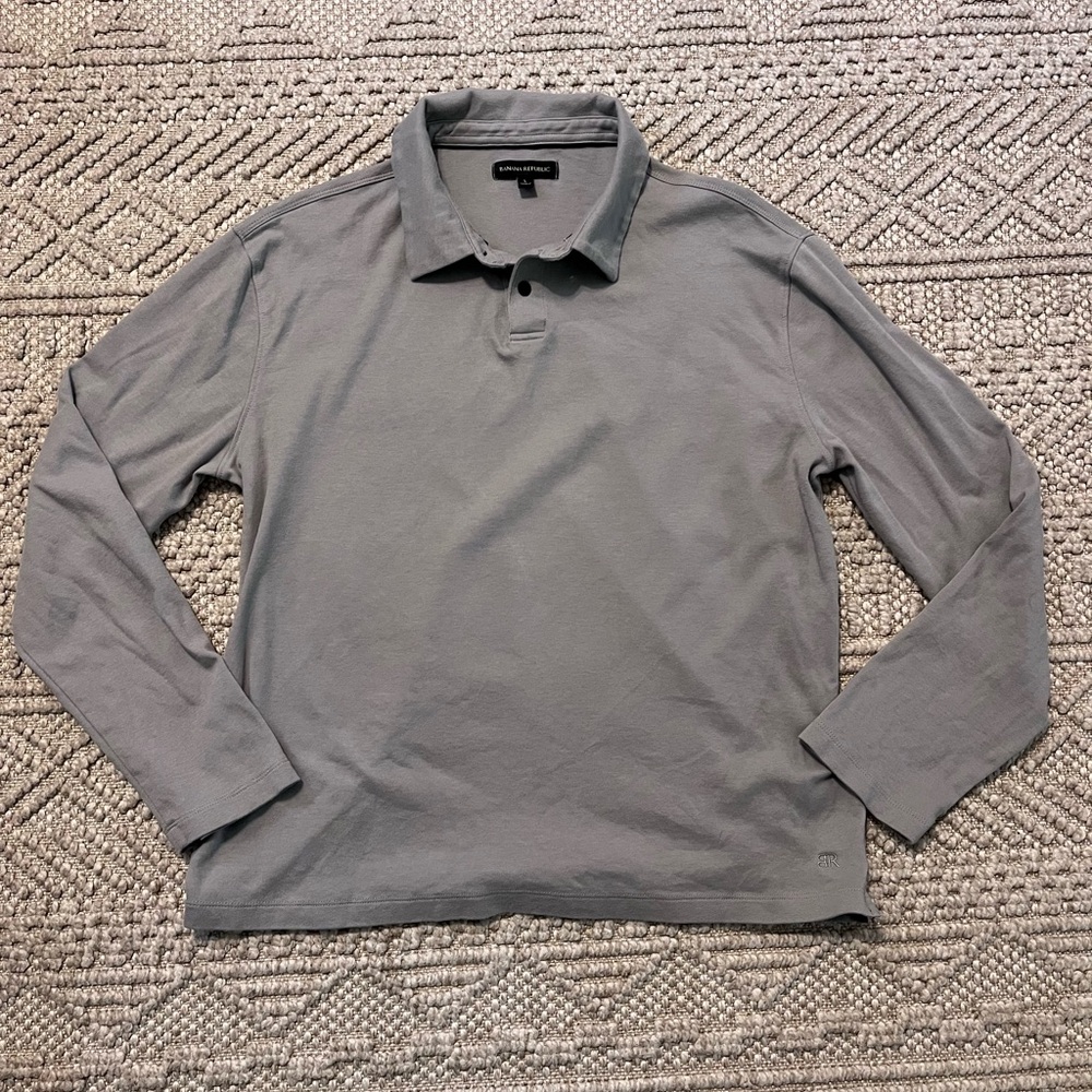 Banana Republic LS Polo Shirt • Gray - Picture 2 of 5